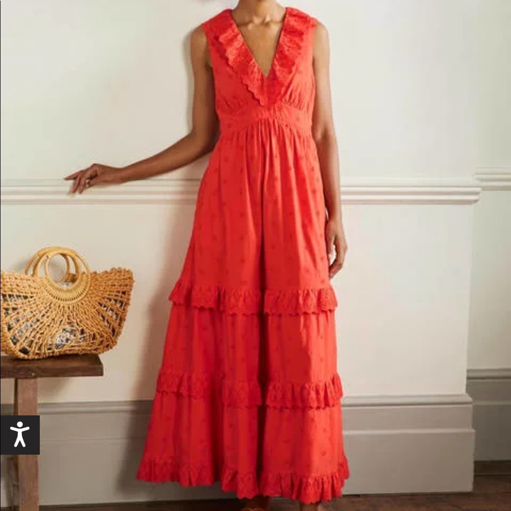 NWT Boden Broderie Ruffle Maxi Dress
